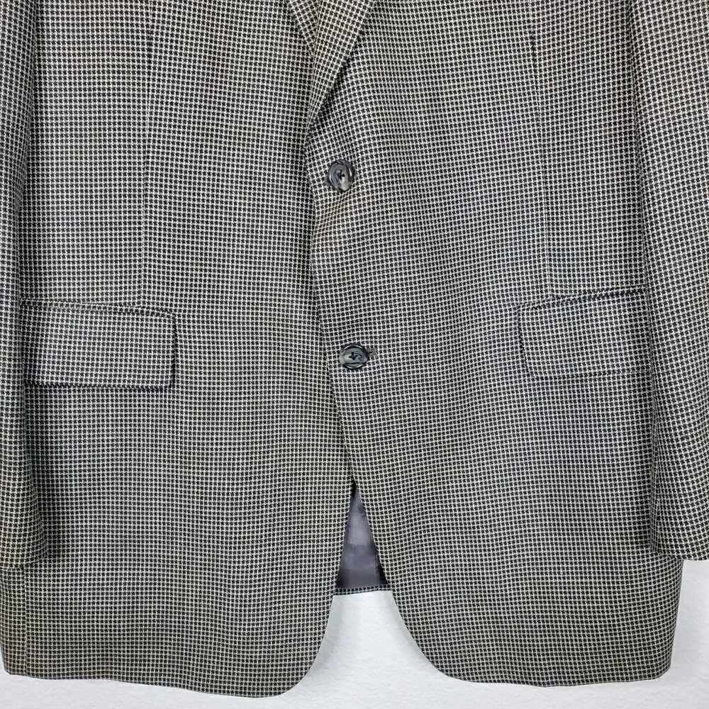 Hart Schaffner Marx Blazer sports coat lined two button plaid rear vent mens 42R